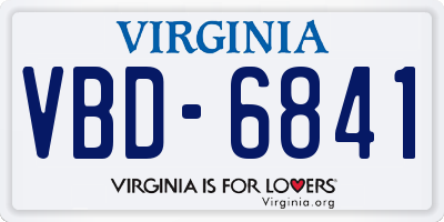 VA license plate VBD6841