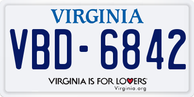 VA license plate VBD6842
