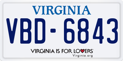 VA license plate VBD6843