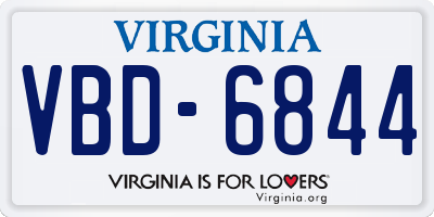 VA license plate VBD6844
