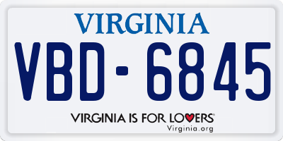 VA license plate VBD6845