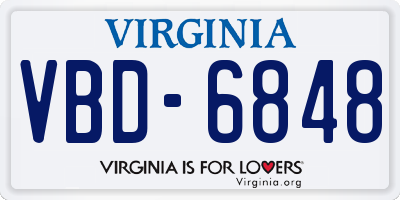 VA license plate VBD6848