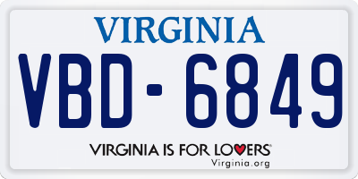 VA license plate VBD6849