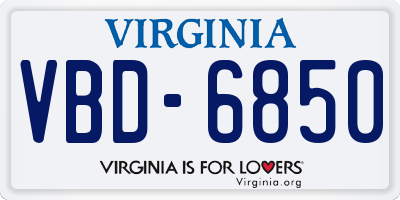 VA license plate VBD6850