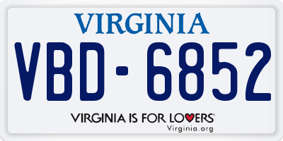 VA license plate VBD6852