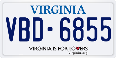 VA license plate VBD6855