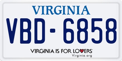 VA license plate VBD6858