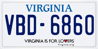 VA license plate VBD6860