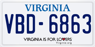 VA license plate VBD6863