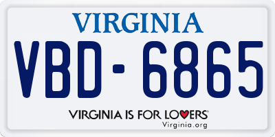 VA license plate VBD6865