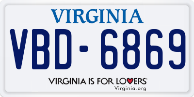 VA license plate VBD6869