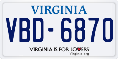 VA license plate VBD6870