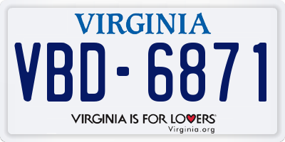 VA license plate VBD6871
