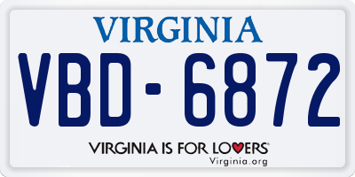 VA license plate VBD6872