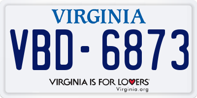 VA license plate VBD6873