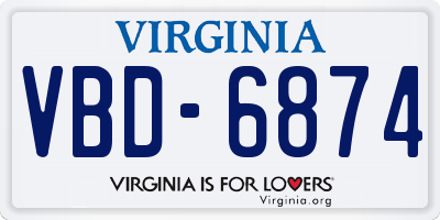 VA license plate VBD6874