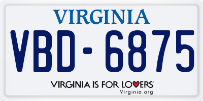 VA license plate VBD6875