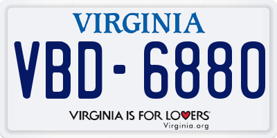 VA license plate VBD6880