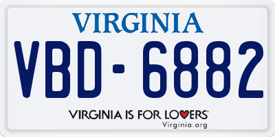 VA license plate VBD6882