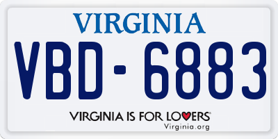 VA license plate VBD6883