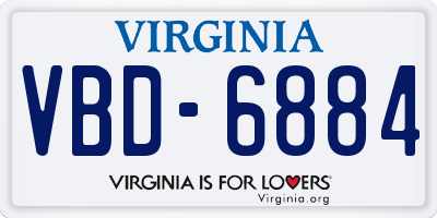 VA license plate VBD6884