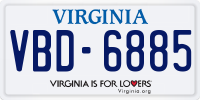 VA license plate VBD6885