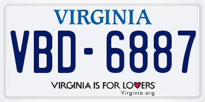 VA license plate VBD6887