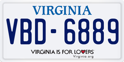 VA license plate VBD6889