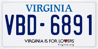 VA license plate VBD6891