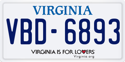 VA license plate VBD6893