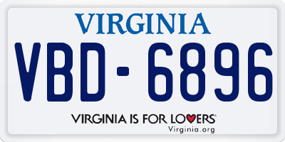 VA license plate VBD6896