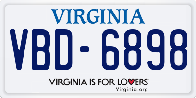 VA license plate VBD6898