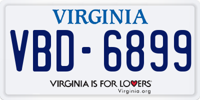 VA license plate VBD6899