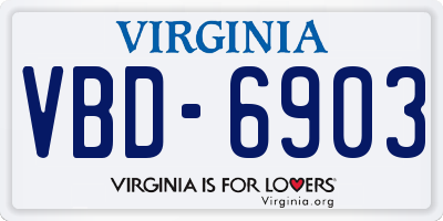 VA license plate VBD6903