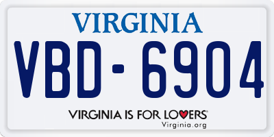 VA license plate VBD6904