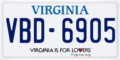 VA license plate VBD6905