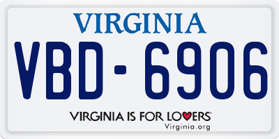 VA license plate VBD6906