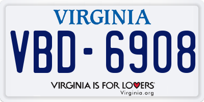 VA license plate VBD6908