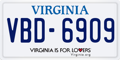 VA license plate VBD6909