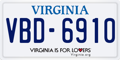 VA license plate VBD6910