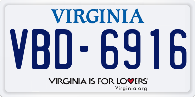 VA license plate VBD6916