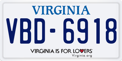 VA license plate VBD6918