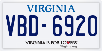 VA license plate VBD6920