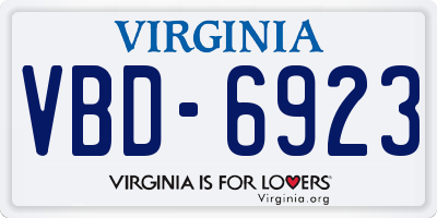 VA license plate VBD6923