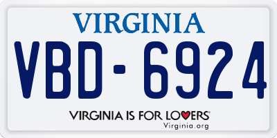VA license plate VBD6924