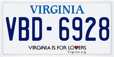 VA license plate VBD6928