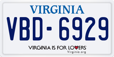 VA license plate VBD6929