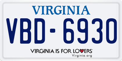 VA license plate VBD6930