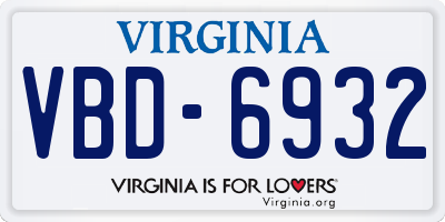 VA license plate VBD6932