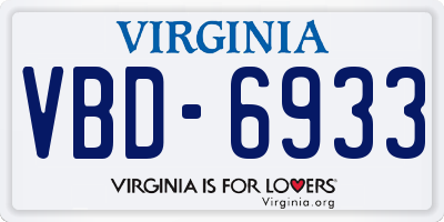 VA license plate VBD6933